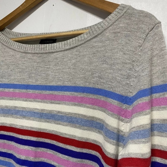 Talbots Sweater Womens M Gray Multicolor Stripe‎ Button Long Sleeve Pullover Top - Picture 4 of 10